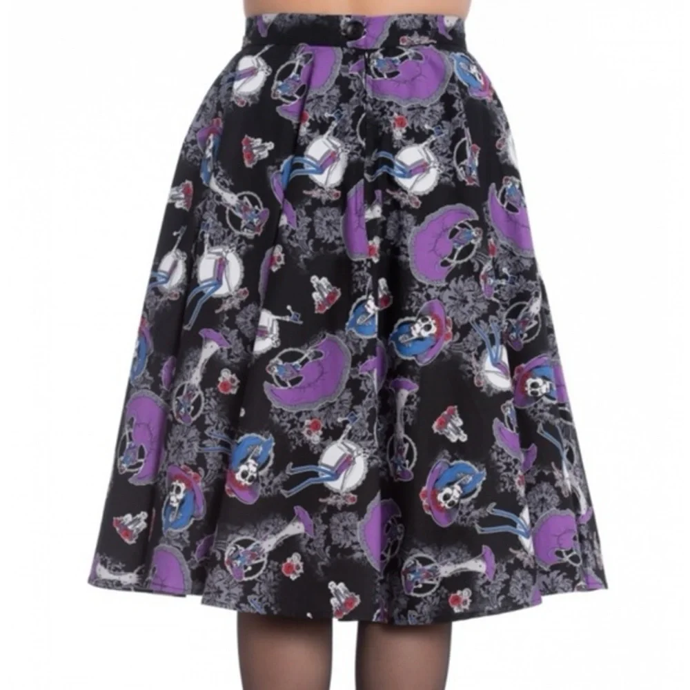 Hell Bunny Black and Purple Skater Skirt - Picture 5 of 5